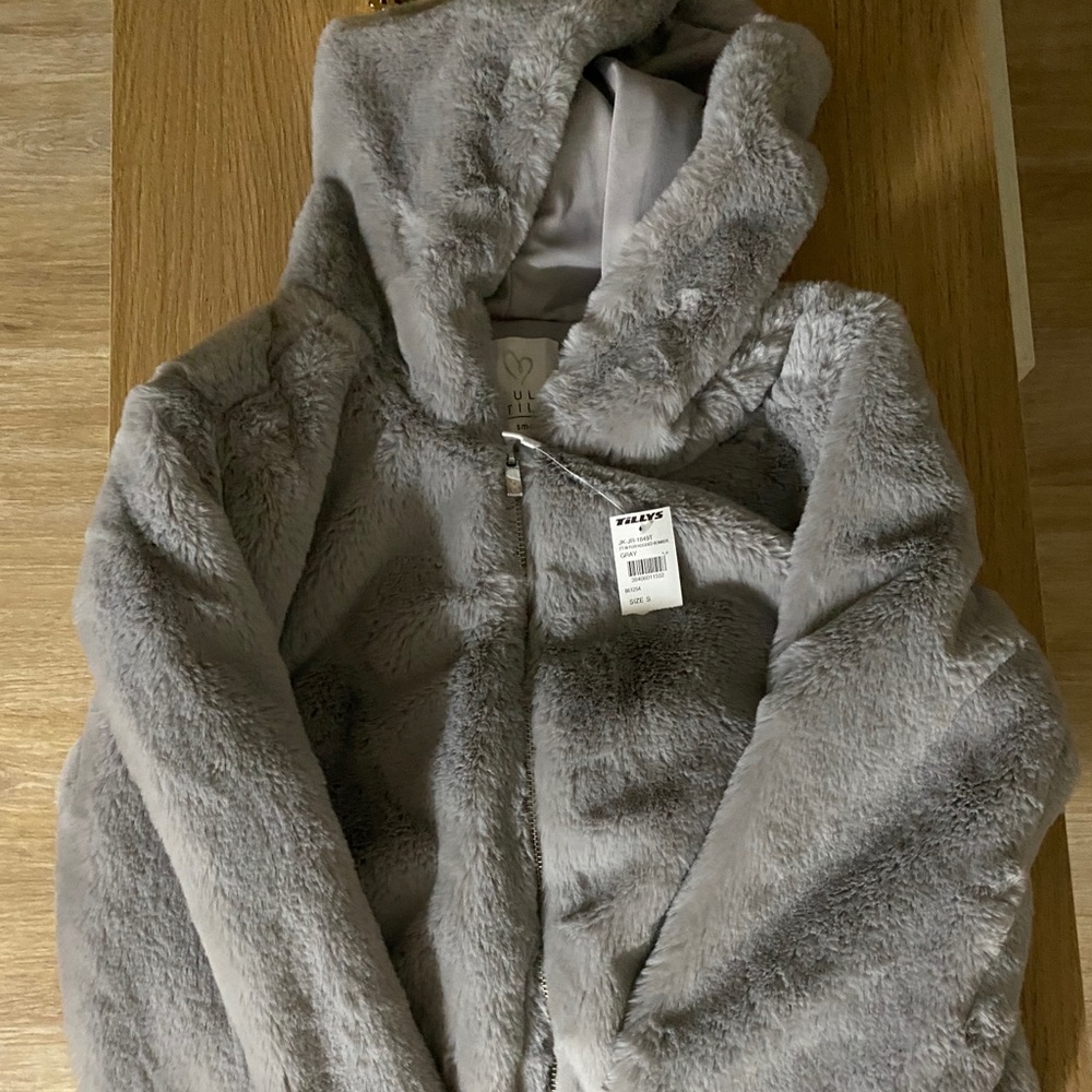 Tillys Full Tilt Fur Hooded Bomber Jacket